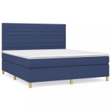 Cumpara ieftin Pat continental cu saltea, albastru, 160x200cm, material textil