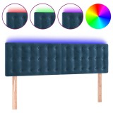 Cumpara ieftin Tablie de pat cu LED, albastru inchis, 144x5x78/88 cm, catifea