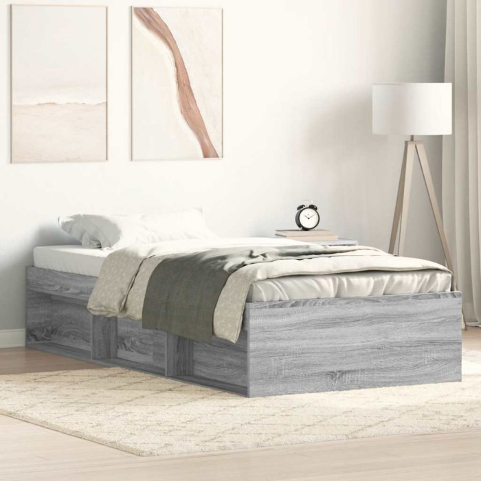 vidaXL Cadru de pat mic single, sonoma gri, 75x190 cm