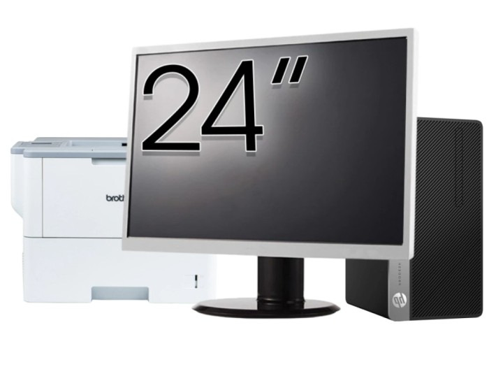 Pachet Calculator Second Hand HP ProDesk 400 G5 MT, Intel Core i5-8500 3.00 - 4.10GHz, 8GB DDR4, 512GB SSD + Monitor 24&amp;quot; + Imprimanta Brother HL-