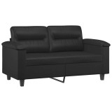 Cumpara ieftin Canapea cu 2 locuri, negru, 120 cm, piele ecologica