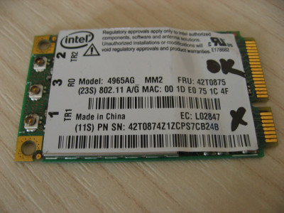 Placa wireless laptop Lenovo ThinkPad N200, Intel 4965AG_MM2, 42T0875, L02847 foto