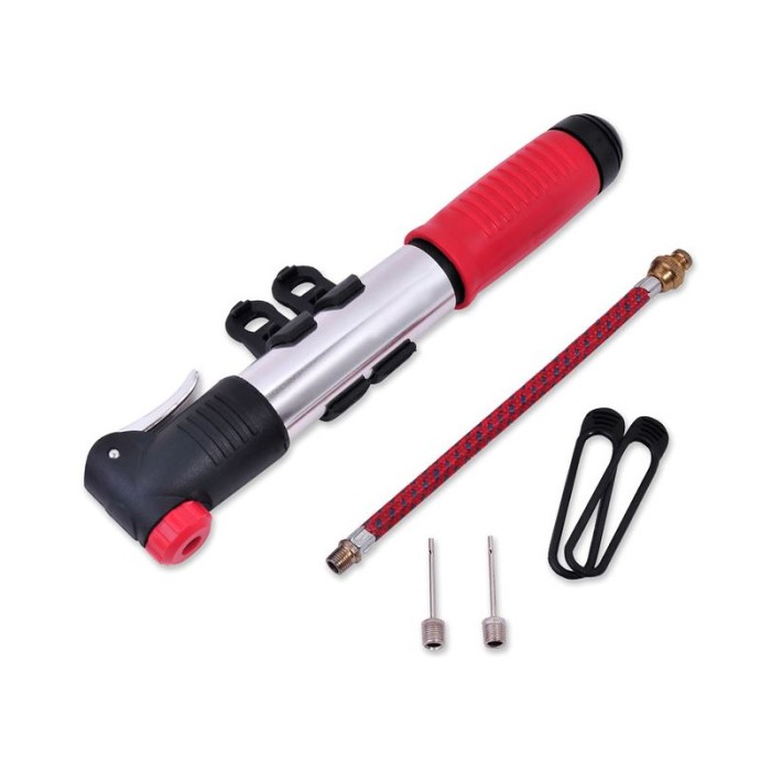 Pompa de mana, My Bicycle, 2 ace, furtun, plastic/aluminiu, rosu/negru