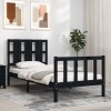 VidaXL Cadru de pat cu tăblie Small Single, negru, lemn masiv
