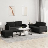 VidaXL Set de canapele, 3 piese, negru, catifea