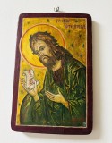 icoana veche ortodoxă pictată pe lemn Sf&acirc;ntul Ioan Botezătorul