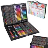 Set Pictura Desen 168 Piese, Creioane, Markere, Pasteluri, Acuarele, Valiza Neagra Maaleo - Kit Creativ Artisti, Incepatori