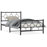 Cumpara ieftin Cadru pat metalic cu tablii de cap/picioare, negru, 107x203 cm