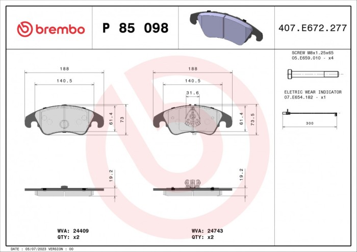 BREMBO P 85 098 PRIME LINE set placute frana,frana disc