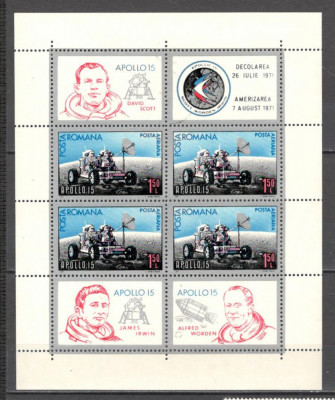 Romania.1971 Posta aeriana:Apollo 15-Bl. ZR.422 foto