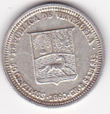 Venezuela 50 Centimos 1960, America Centrala si de Sud, Argint