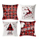 Set 4 fete de perna pentru Craciun Tibroni, rosu/alb/negru, textil, 45 x 45 cm