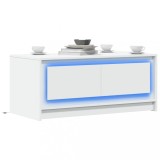 Cumpara ieftin Măsuță de cafea cu lumini LED, alb, lemn prelucrat