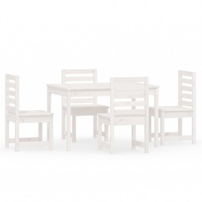 Set de dining pentru gradina, 5 piese, alb, lemn masiv de pin foto