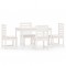 Set de dining pentru gradina, 5 piese, alb, lemn masiv de pin