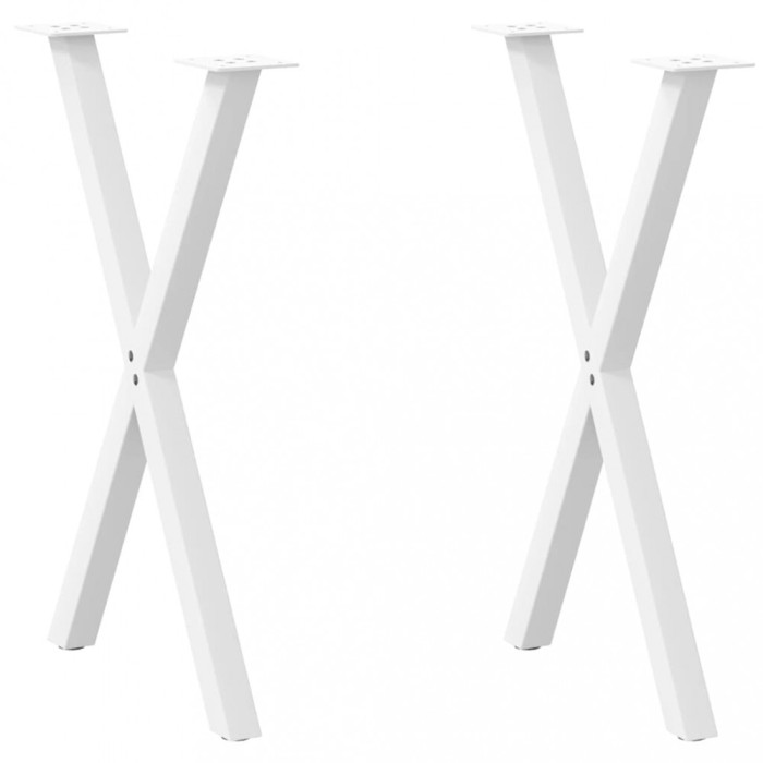 vidaXL Picioare de masă &icirc;n formă de X, 2 buc., alb, 50x(72-73) cm, oțel 4012909