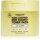breakout + aid Pore Control Mini Masks + Toner Pads dischete de tonifiere cu acid salicilic 100 buc