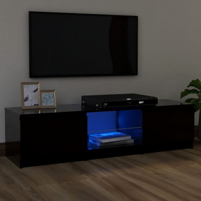 vidaXL Comodă TV cu lumini LED, negru, 120x30x35,5 cm foto