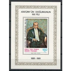 Cipru Turcia 1981 100 bl 2 MNH - 100 de ani de la nasterea lui Ataturk