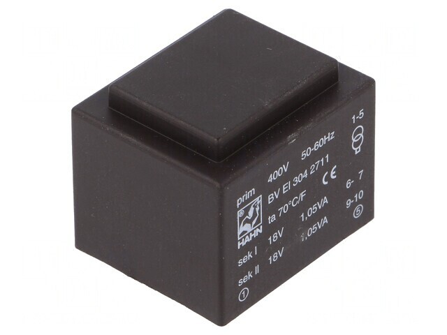 Transformator &icirc;ncapsulat 2,1VA 18V 58mA PCB