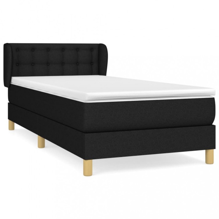 Pat box spring cu saltea, negru, 80x200 cm, textil