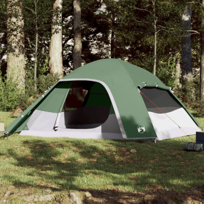 vidaXL Cort de camping cupolă pentru 6 persoane, verde, impermeabil foto
