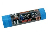 Saci de gunoi LDPE albaștri cu bandă 60l 15buc Silver Pack