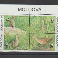 MOLDOVA 2001 Protectia Naturii- PASARI -WWF Serie 4 timbre in bloc MNH**