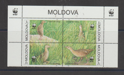 MOLDOVA 2001 Protectia Naturii- PASARI -WWF Serie 4 timbre in bloc MNH** foto