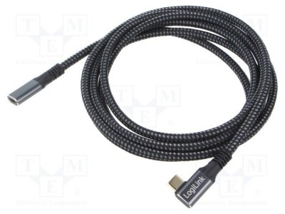 Cablu USB 3.2 Gen 2 USB-C unghiat aurit 2m LOGILINK negru foto