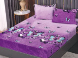 Cumpara ieftin Cearsaf de pat Cocolino cu elastic si 2 fete de perna, Purple Butterfly, 180x200cm