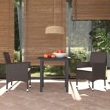 VidaXL Set mobilier de grădină cu perne, 3 piese, maro, poliratan