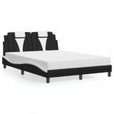 vidaXL Pat, Viana, cu saltea, negru și alb, 120x200 cm, piele ecologică 3208787