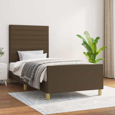 vidaXL Cadru de pat fără saltea, maro &amp;icirc;nchis, 90x200 cm, textil 3125109 foto