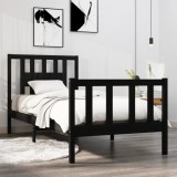 VidaXL Cadru de pat Small Single 2FT6, negru, 75x190 cm, lemn masiv