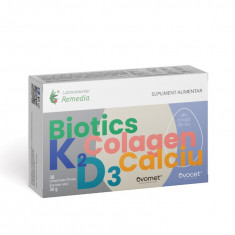 Biotics + K2 + D3 + Colagen + Calciu, 30 comprimate, Laboratoarele Remedia