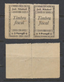 1945 Ardealul de Nord timbru local rarisim fiscal Nasaud pereche 3 P stampilata, Istorie, Nestampilat