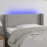 Gossi tablie de pat cu led, gri deschis, 83x16x78/88 cm, textil