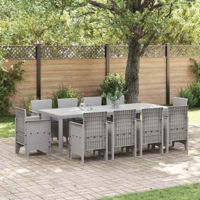 vidaXL Set de masă pentru grădină 11 pcs Gri deschis Ratan Polt 3378610 foto