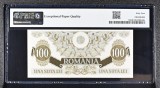 100 lei dec 1947 Bnr vertical PMG64 unc bancnota gradata