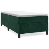 Cumpara ieftin Cadru de pat cu arcuri, verde inchis, 100x200 cm, catifea