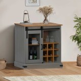 Cumpara ieftin Comodă HALDEN cu uşă glisantă gri 80x40x80 cm lemn masiv