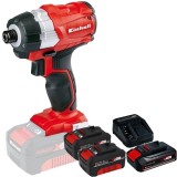 Einhell TE-CI 18 Li PXC + Starter Kit + Twinpack - Masina de insurubat cu impact 180 Nm + Set 1 acumulator si incarcator Li-Ion 18 V 2.5 Ah + Set 2 ac