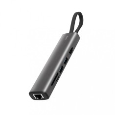 Sta?ie de andocare USBHUB7 Home, Gigabit RJ45, 4K HDMI HDR, mouse, tastatura, TF/microSD, SD, stocare USB 2 TB, hard disk, ~100 W PD, plug &amp;amp;amp; play foto
