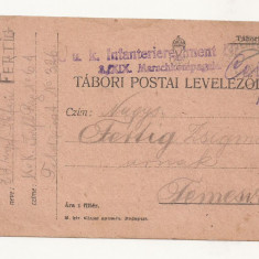 D1 Carte Postala Militara k.u.k. Imperiul Austro-Ungar ,1916 Temesvar