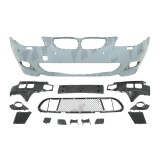 Set bara fata BMW Seria 5 (E60/E61), 06.2003-2007, cu gauri spalator si senzori parcare; grunduit, de vopsit; type M-Tech; cu grile inferioare; cu ga