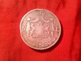 Moneda 5 lei 1883 Carol I , argint , cal.Buna dar cu defecte pe muchie , 6 stele