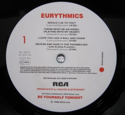 VINIL Eurythmics Be Yourself Tonight (VG+) foto