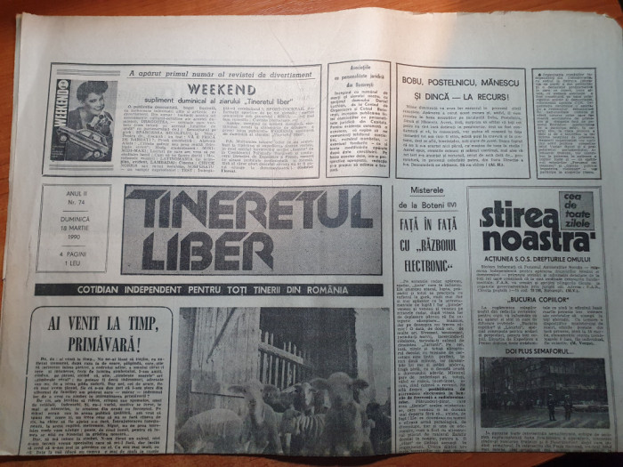 ziarul tineretul liber 18 martie 1990-art. &quot; petele albe ale revolutiei &quot;