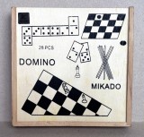 Cutie cu jocuri multiple de SAH, DAME, DOMINO si MIKADO (Marocco)
